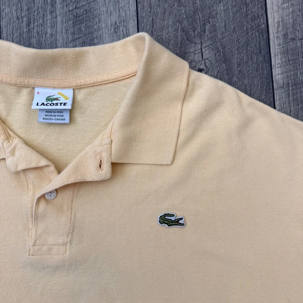Lacoste Mens Linen Cotton Polo Shirt Size 8 XXL Pastel Yellow Short Sleeve Logo